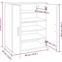 vidaXL - Schoenenrek - Grijs - Bewerkt hout - 60 x 35 x 70 cm