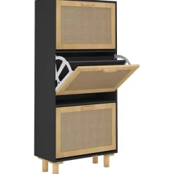 vidaXL - Schoenenrek - Zwart - Bewerkt hout