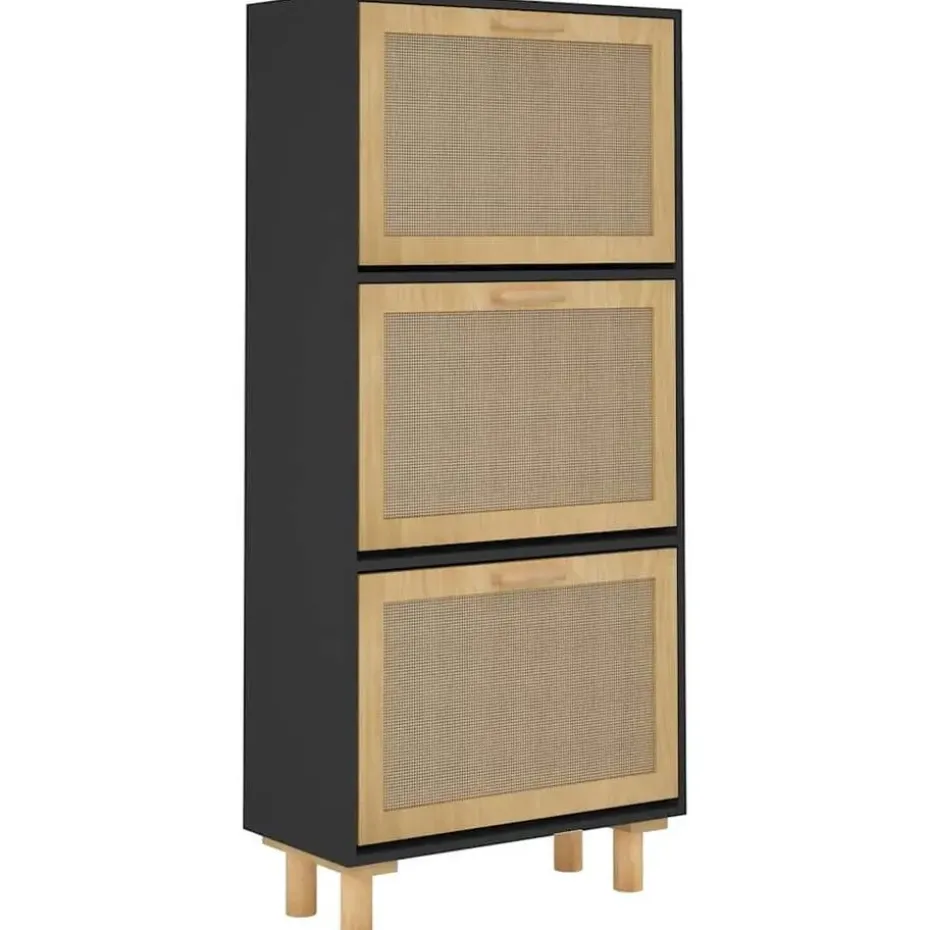 vidaXL - Schoenenrek - Zwart - Bewerkt hout
