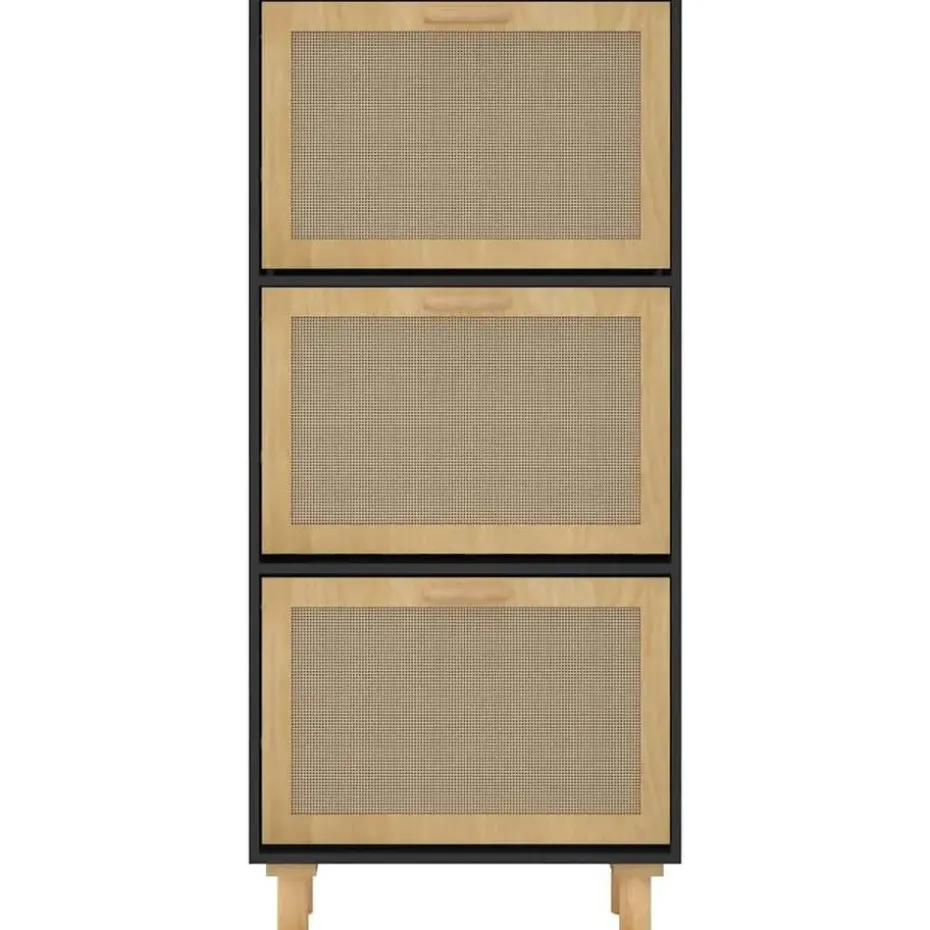 vidaXL - Schoenenrek - Zwart - Bewerkt hout