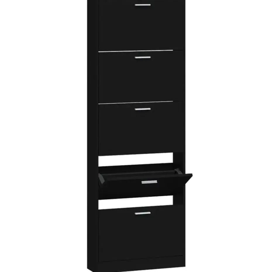 vidaXL - Schoenenrek - Zwart - Bewerkt hout