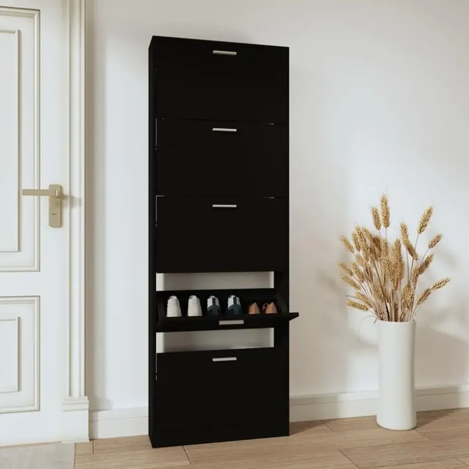 vidaXL - Schoenenrek - Zwart - Bewerkt hout