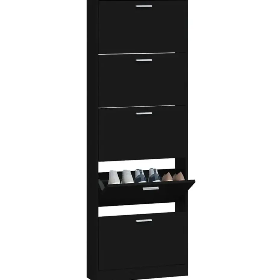 vidaXL - Schoenenrek - Zwart - Bewerkt hout