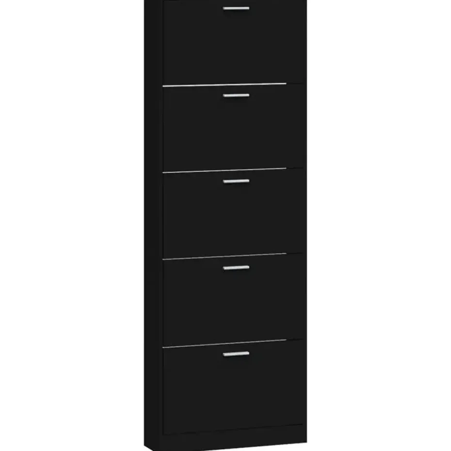 vidaXL - Schoenenrek - Zwart - Bewerkt hout