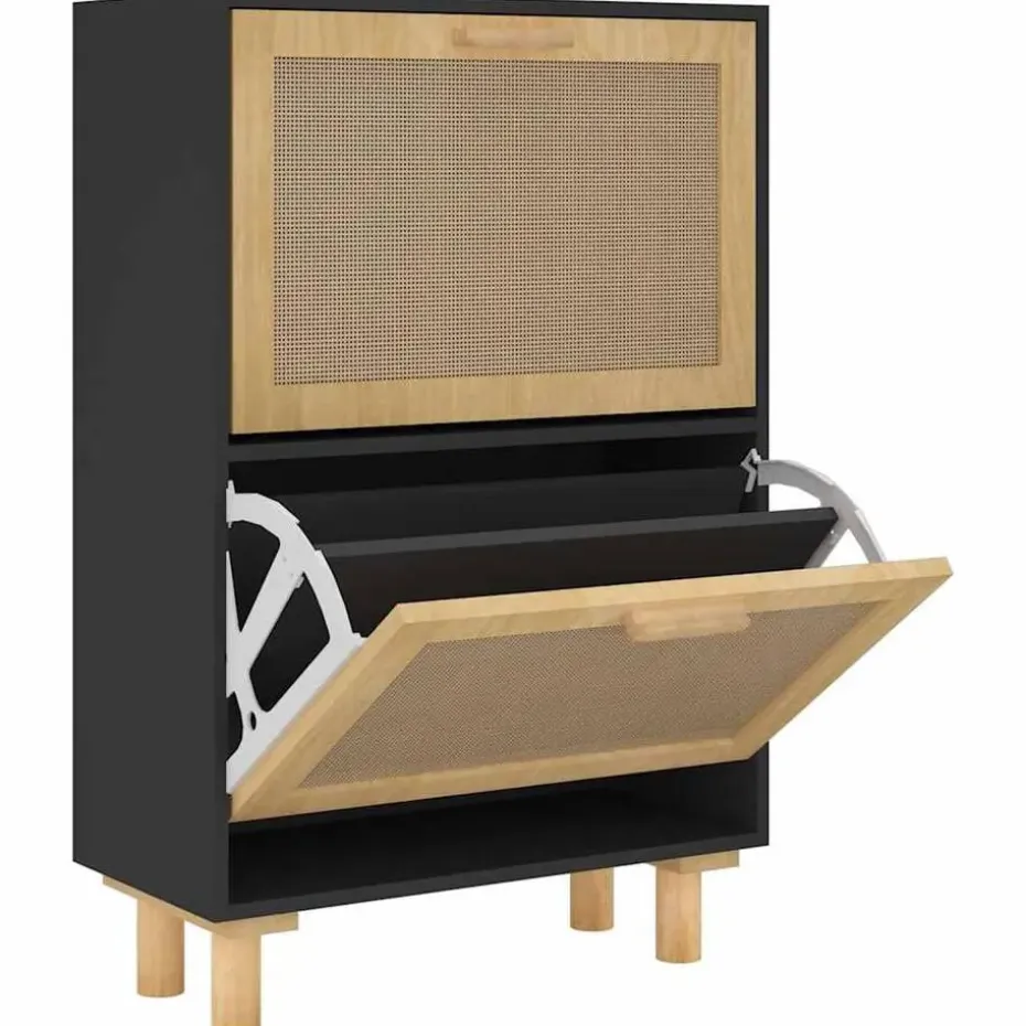 vidaXL - Schoenenrek - Zwart - Bewerkt hout