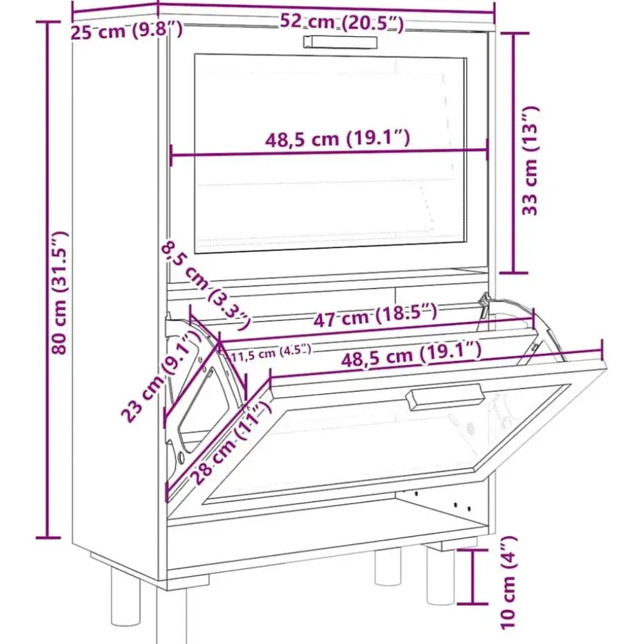 vidaXL - Schoenenrek - Zwart - Bewerkt hout