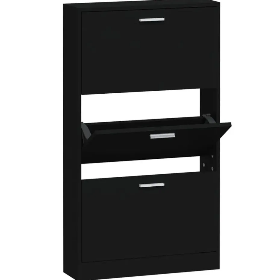 vidaXL - Schoenenrek - Zwart - Bewerkt hout