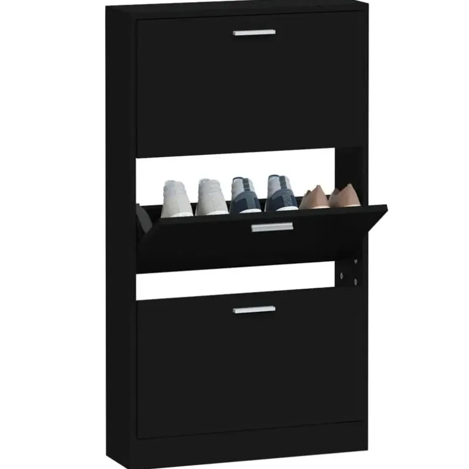 vidaXL - Schoenenrek - Zwart - Bewerkt hout