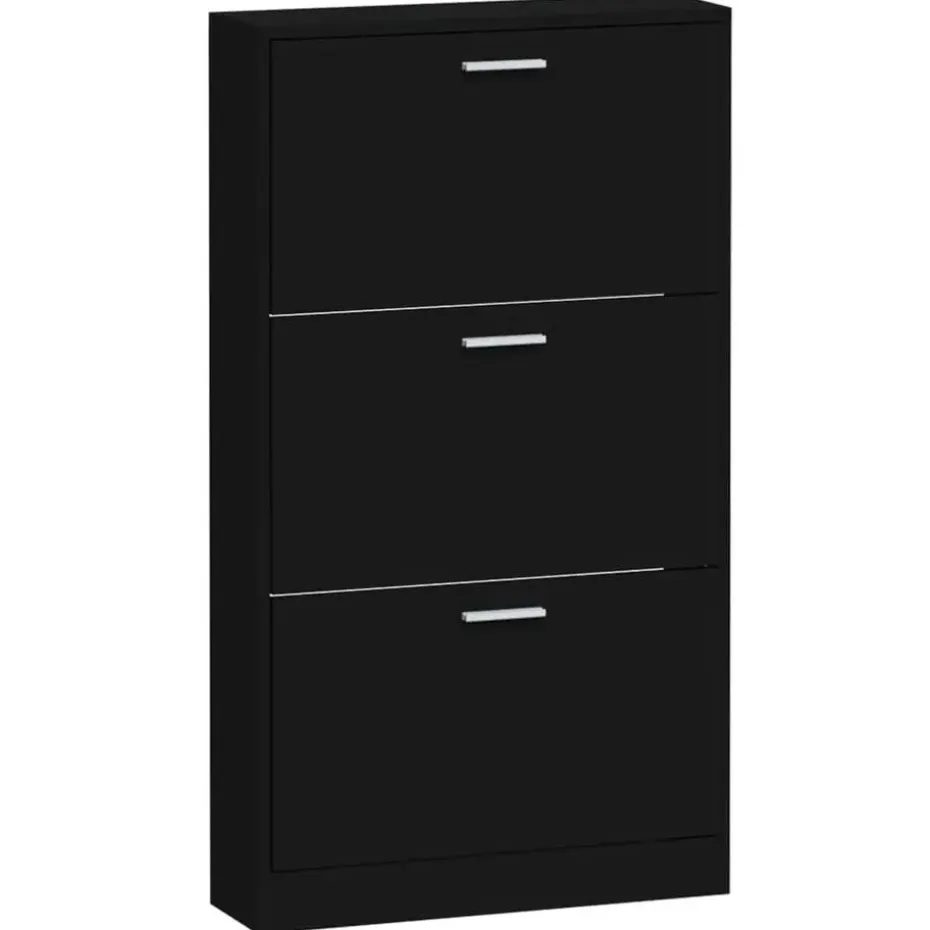 vidaXL - Schoenenrek - Zwart - Bewerkt hout