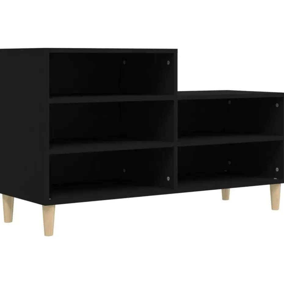 vidaXL - Schoenenrek - Zwart - Bewerkt hout