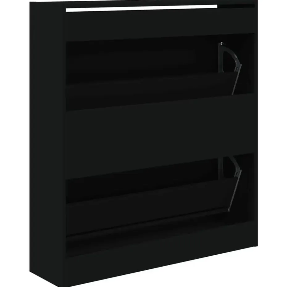 vidaXL - Schoenenrek - Zwart - Bewerkt hout - 80 x 21 x 87.5 cm