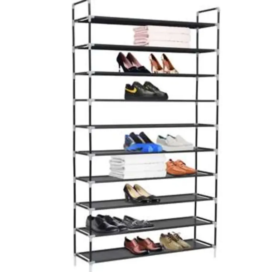 vidaXL - Schoenrek - Zwart - Stof - 100 x 29.5 x 170 cm