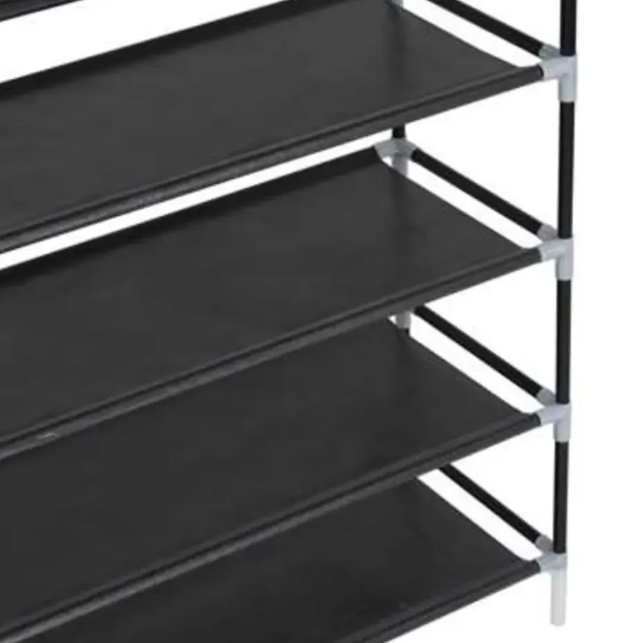 vidaXL - Schoenrek - Zwart - Stof - 100 x 29.5 x 170 cm