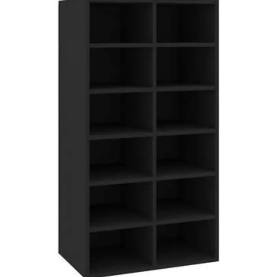 vidaXL - Schoenrek - Zwart - Bewerkt hout