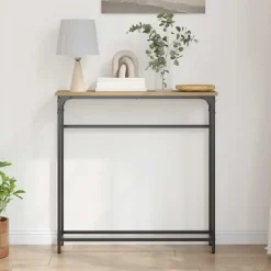 vidaXL - Sidetable - Artisanaal eiken - Gelaagd hout en metaal - 75x19.5x75 cm