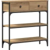 vidaXL - Sidetable met 2 lades 2 schappen - Artisanaal eiken - Hout - 72.5 cm