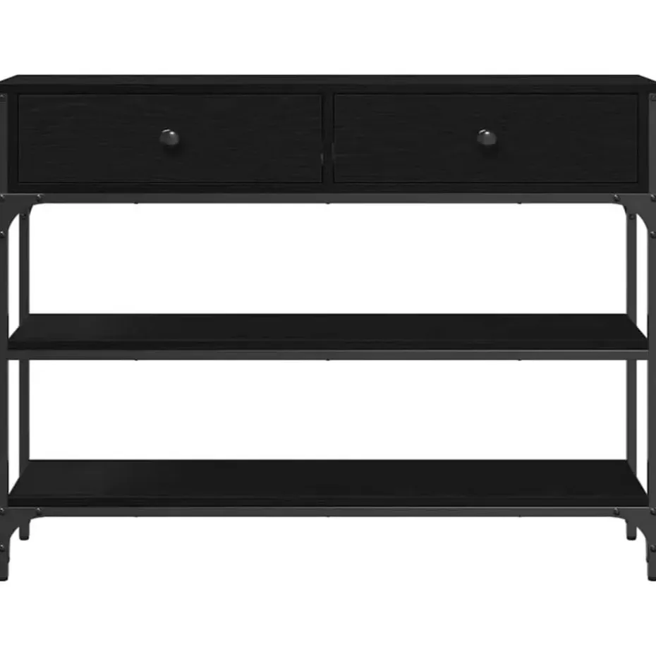 vidaXL - Sidetable met 2 lades 2 schappen - Zwart - Gelaagd hout - 100x25x75 cm
