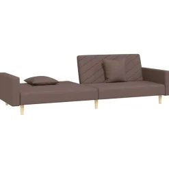 vidaXL - Slaapbank 2-zits - Taupe - Stof - Met kussens
