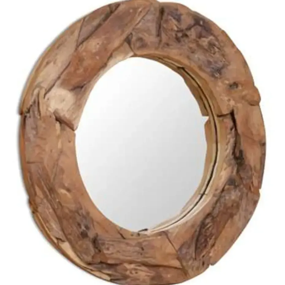 vidaXL - Spiegel - Bruin - Teakhout - 80 cm