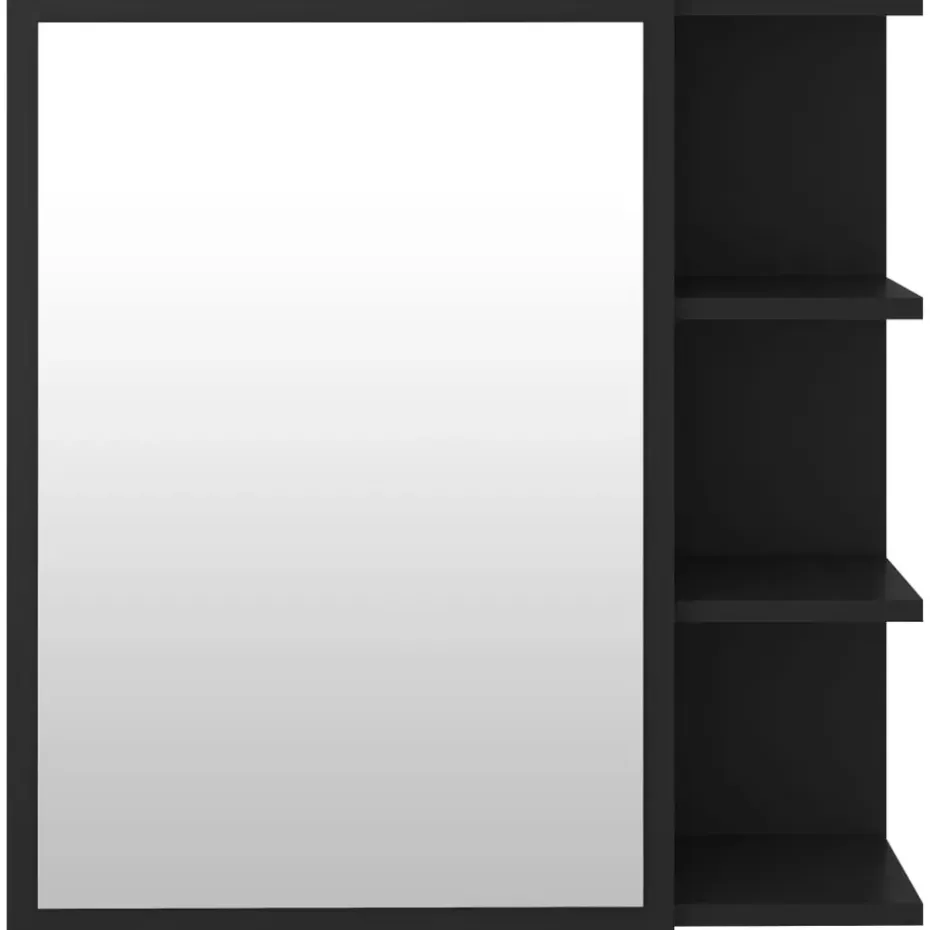 vidaXL - Spiegelkast - Zwart - Bewerkt hout
