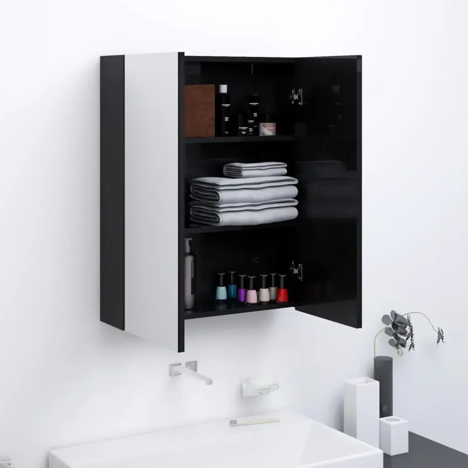 vidaXL - Spiegelkast - Zwart - MDF