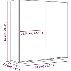 vidaXL - Spiegelkast met plank - Wit - Bewerkt hout en acryl - 64x20x67 cm