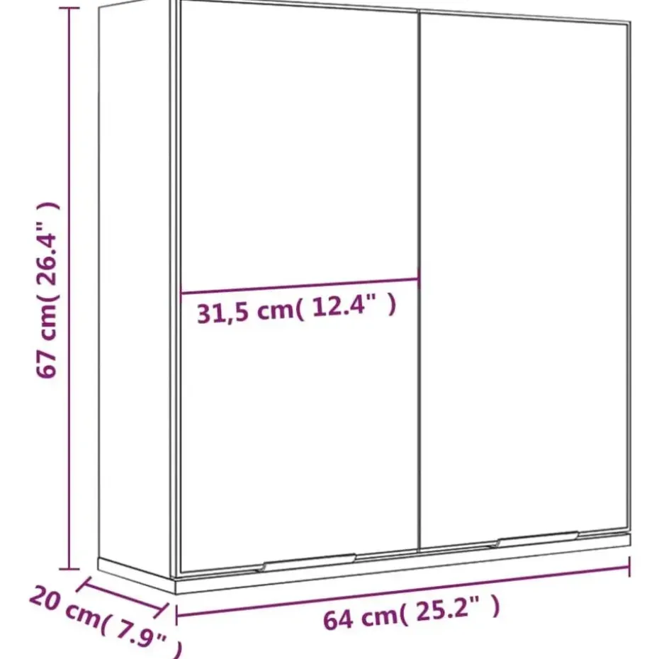 vidaXL - Spiegelkast met plank - Wit - Bewerkt hout en acryl - 64x20x67 cm