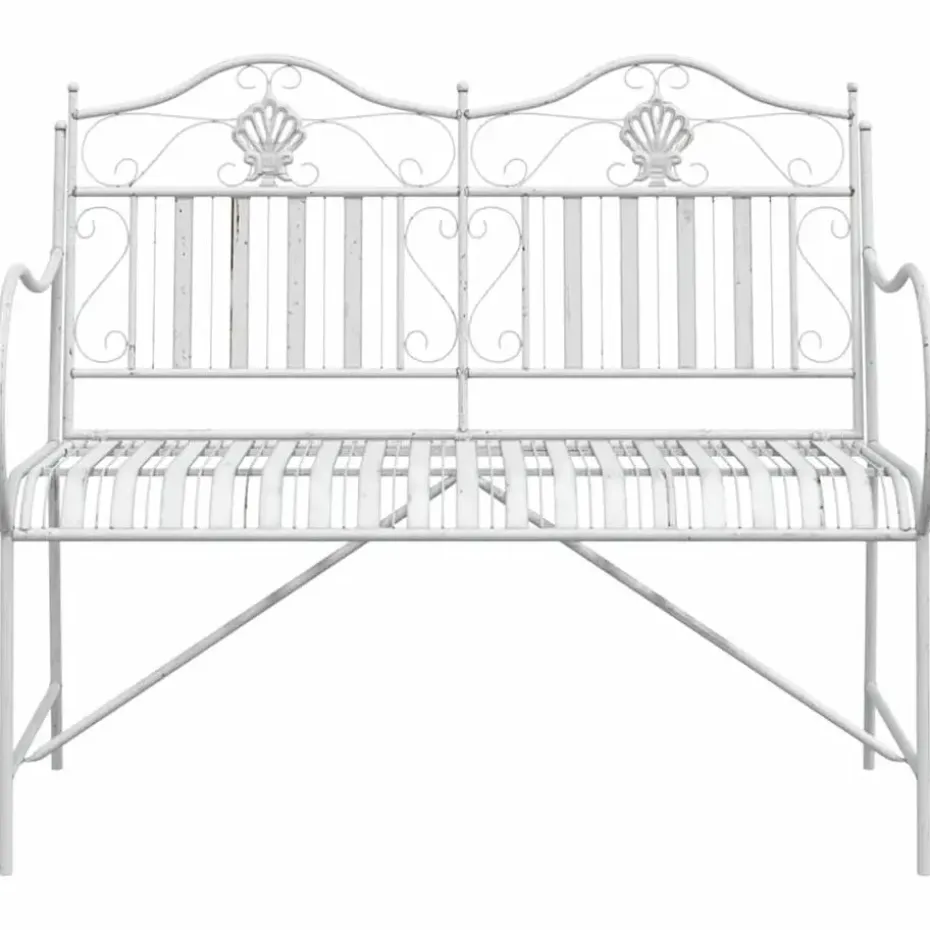vidaXL - Staal Tuinbank - Wit - 103,5x59x89 cm