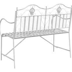 vidaXL - Staal Tuinbank - Wit - 103,5x59x89 cm