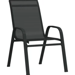 vidaXL - Stapelbare Tuinstoel - Zwart - Stof