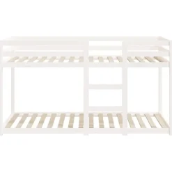 vidaXL - Stapelbed met zijladder - Wit - Massief grenenhout - 80x200 cm