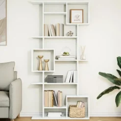 vidaXL - Symmetrische Boekenkast met vakken - Wit - Bewerkt hout - 92x29x188 cm
