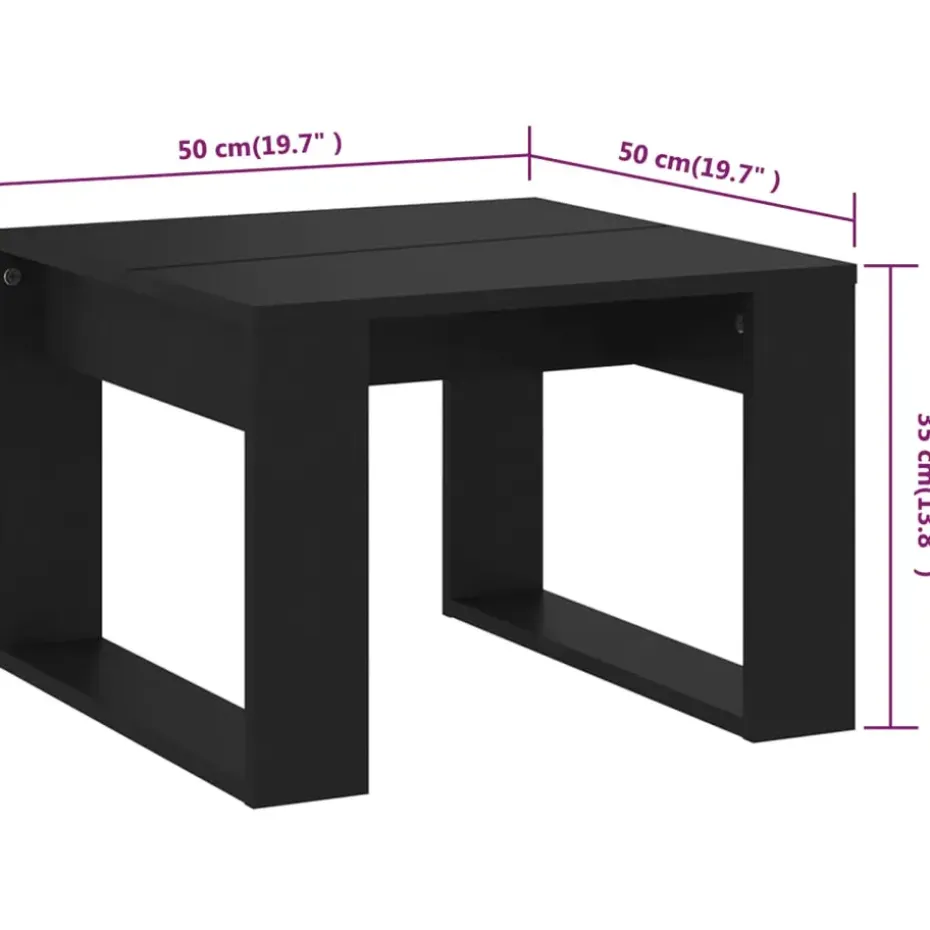 vidaXL - Tafel - Zwart - Bewerkt hout - 50 x 50 cm
