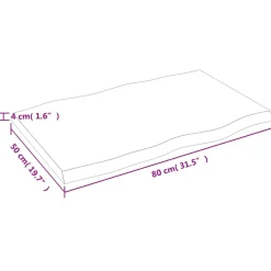 vidaXL - Tafelblad - Bruin - Eikenhout - 80 x 50 x 4 cm