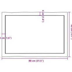 vidaXL - Tafelblad - Bruin - Eikenhout - 80 x 50 x 4 cm