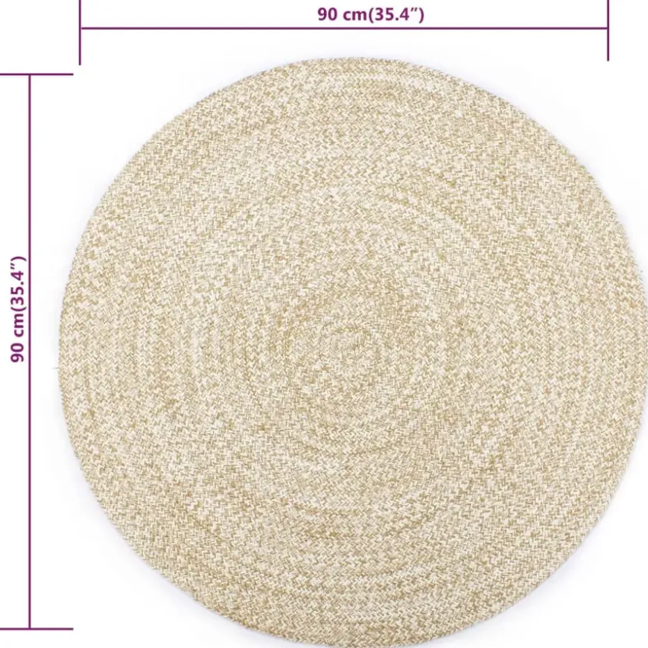 vidaXL - Tapijt - Wit - Jute