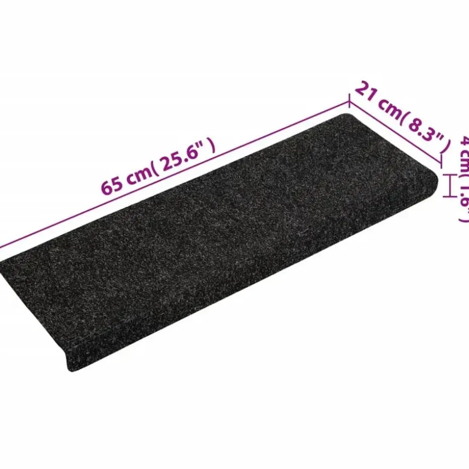 vidaXL - Tapijt Traptrede - Zwart - Polypropyleen - 15 stuks