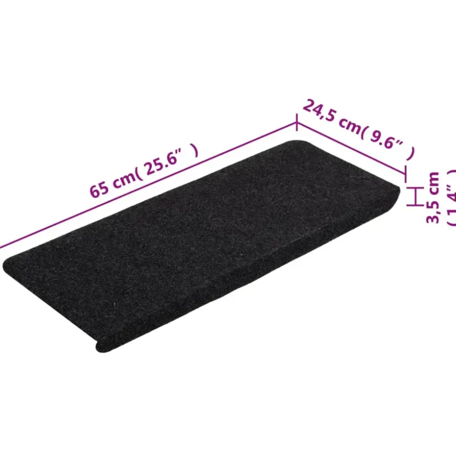 vidaXL - Trapmat - Zwart - Stof - 65 x 24.5 x 3.5 cm - 15 stuks