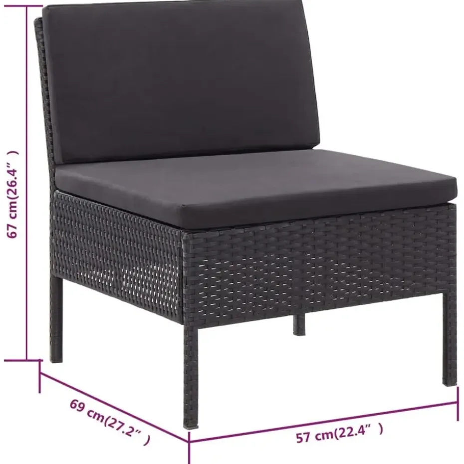 vidaXL - Tuin Loungeset - Zwart - Poly rattan