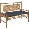 vidaXL - Tuinbank - Antraciet - Bamboe - 120 cm - Met kussen