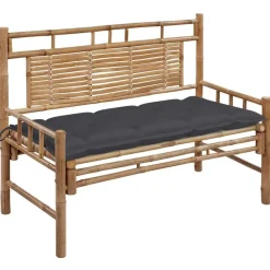 vidaXL - Tuinbank - Antraciet - Bamboe - 120 cm - Met kussen