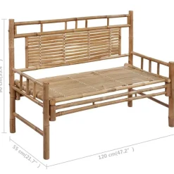 vidaXL - Tuinbank - Antraciet - Bamboe - 120 cm - Met kussen