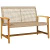 vidaXL - Tuinbank - Beige - Poly rattan en acaciahout beige - 112 cm