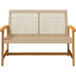 vidaXL - Tuinbank - Beige - Poly rattan en acaciahout beige - 112 cm