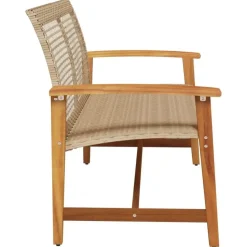 vidaXL - Tuinbank - Beige - Poly rattan en acaciahout beige - 112 cm