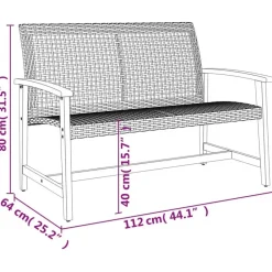 vidaXL - Tuinbank - Beige - Poly rattan en acaciahout beige - 112 cm