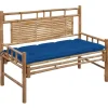 vidaXL - Tuinbank - Blauw - Bamboe - 120 cm - Met kussen