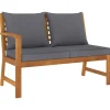 vidaXL - Tuinbank - Bruin - Stof - Met donkergrijs kussen - 114.5 cm