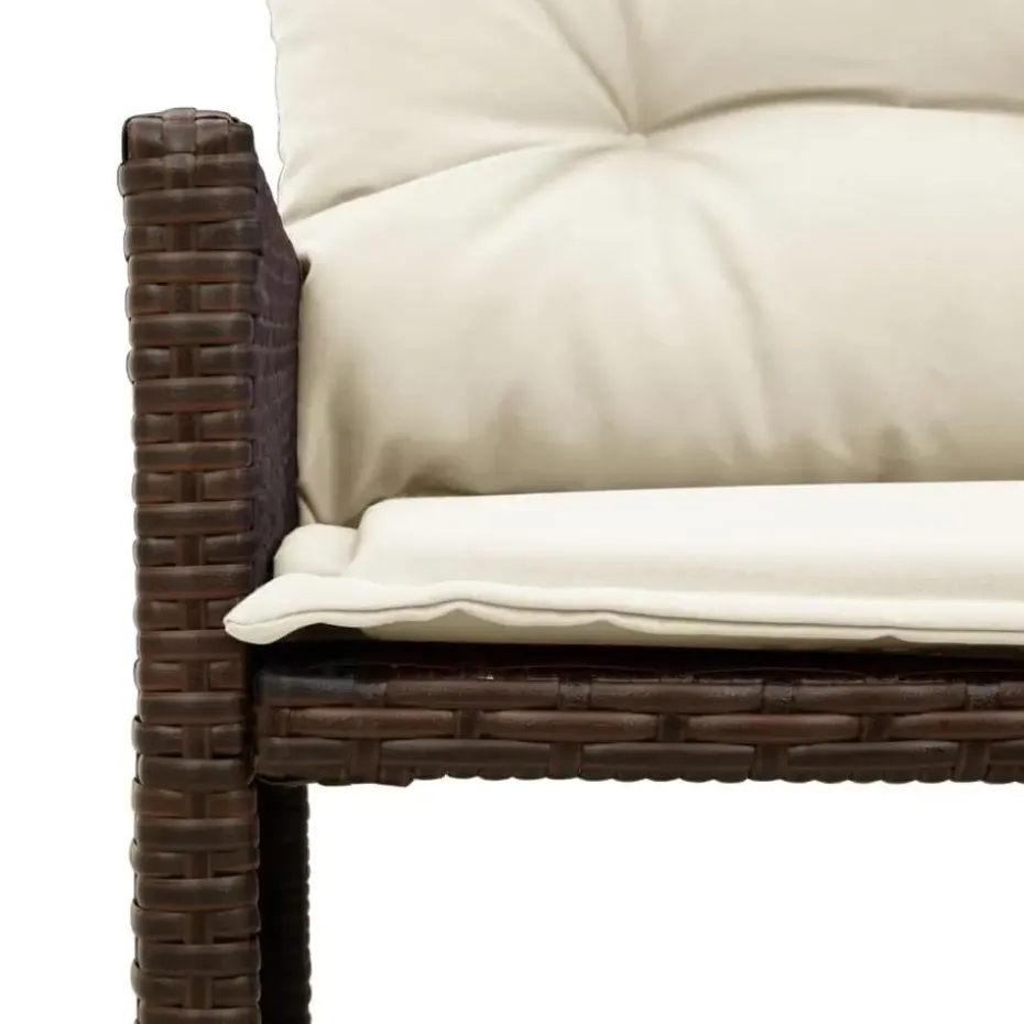 vidaXL - Tuinbank - Bruin - Poly rattan - L-vormig - Met tafel en kussens