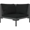 vidaXL - Tuinbank - Grijs - Poly rattan - Met kussens